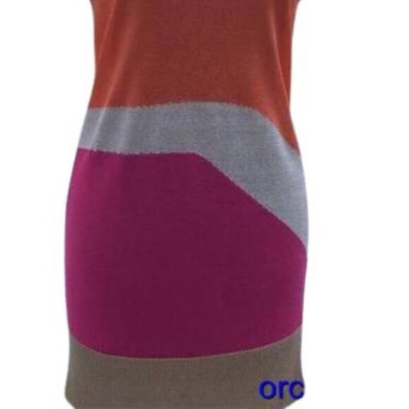 Cache Pink Orange Gold Metallic Knit Wave Tunic Top Stretch Dress New $98 NWT - Picture 4 of 11